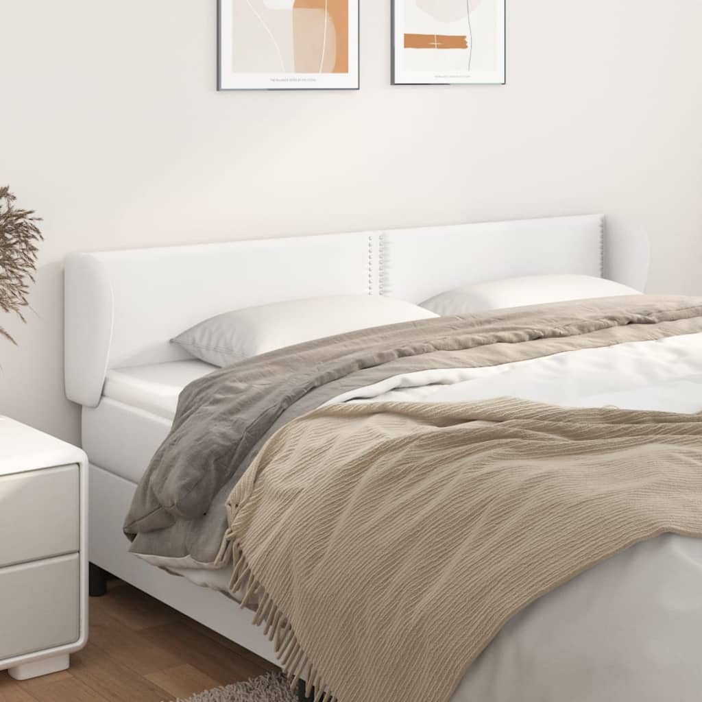 Testiera Ad Orecchio Bianca 203x23x78/88 Cm In Similpelle