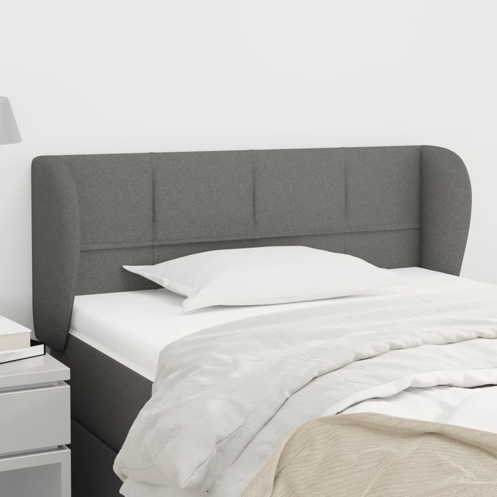Testiera Ad Orecchio Grigio Scuro 93x23x78/88 Cm In Tessuto