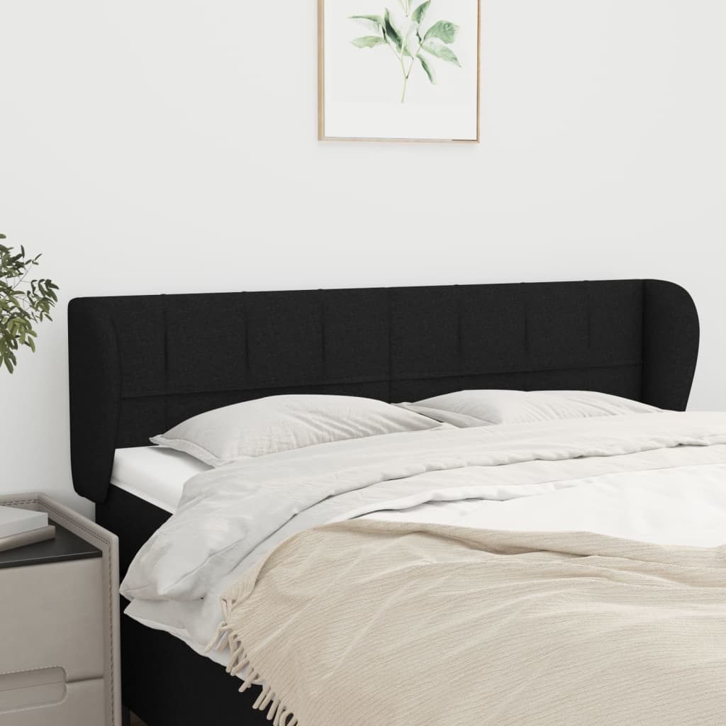 Testiera Ad Orecchio Nera 147x23x78/88 Cm In Tessuto
