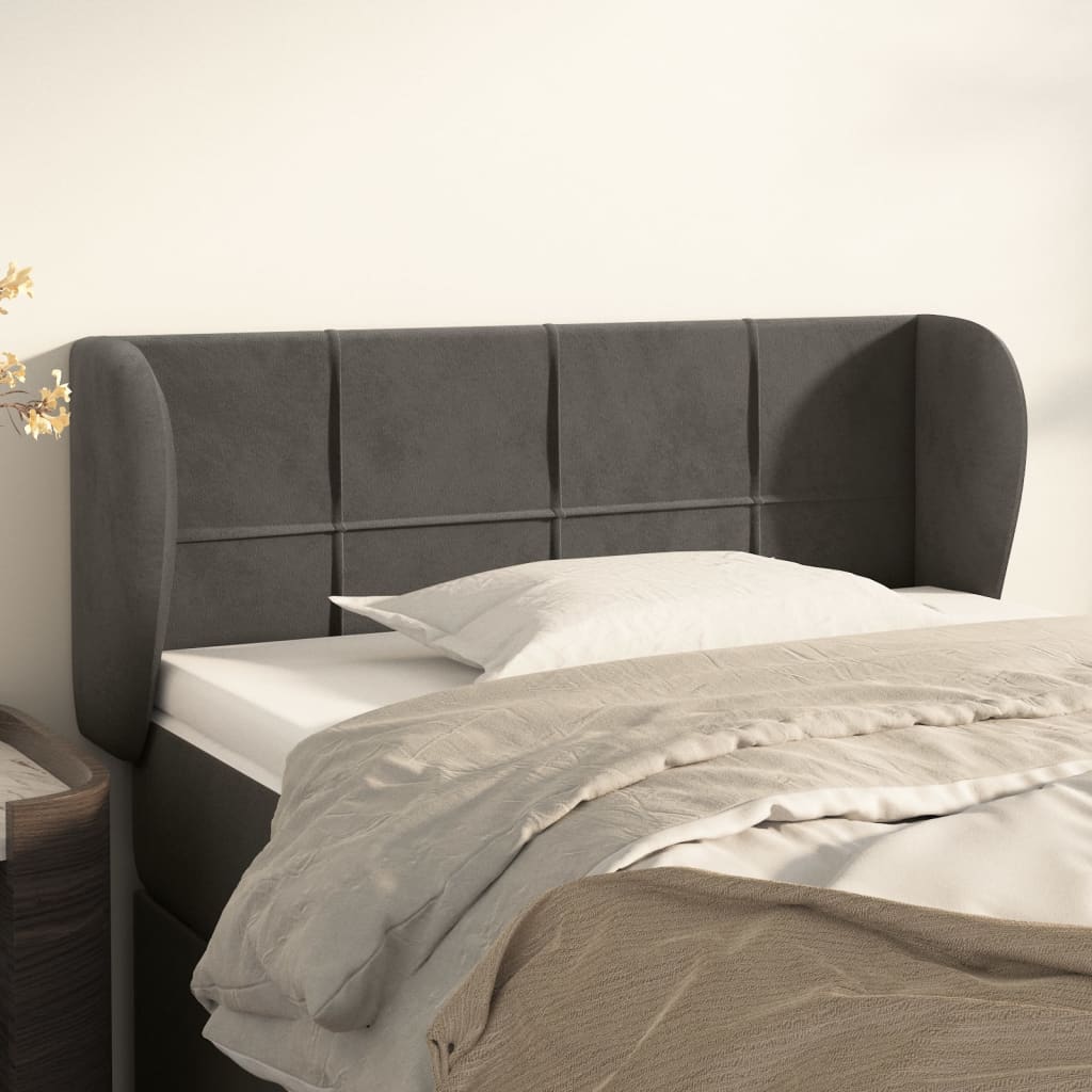 Testiera Ad Orecchio Grigio Scuro 93x23x78/88 Cm In Velluto