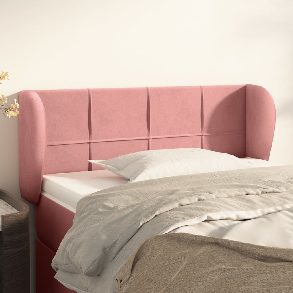 Testiera Ad Orecchio Rosa 103x23x78/88 Cm In Velluto