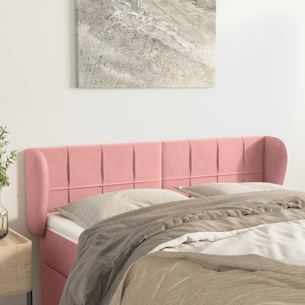 Testiera Ad Orecchio Rosa 147x23x78/88 Cm In Velluto