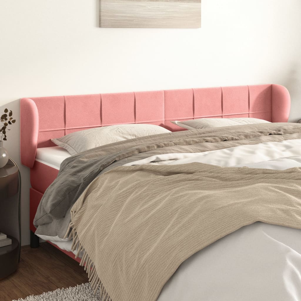 Testiera Ad Orecchio Rosa 163x23x78/88 Cm In Velluto