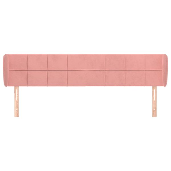 Testiera Ad Orecchio Rosa 163x23x78/88 Cm In Velluto - Image 3