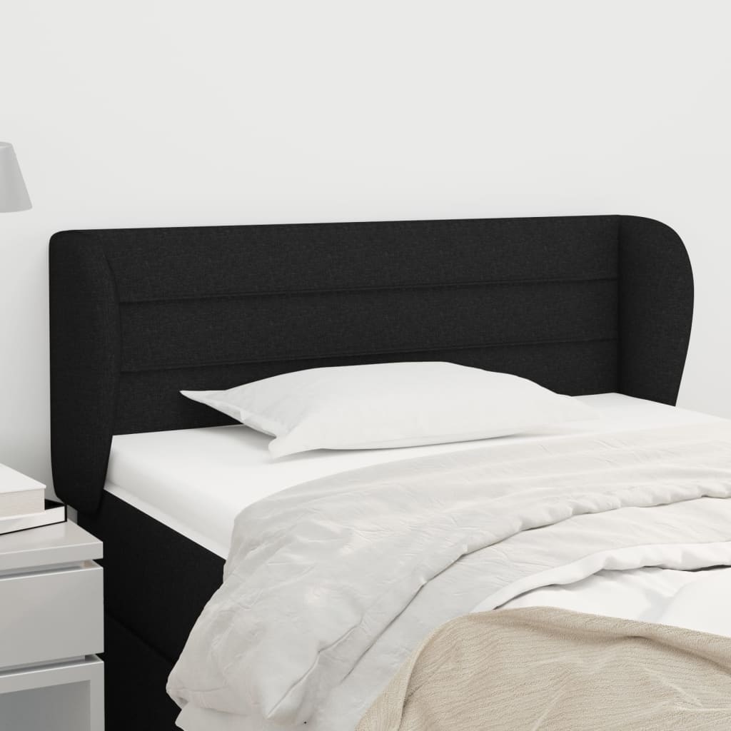 Testiera Ad Orecchio Nera 93x23x78/88 Cm In Tessuto