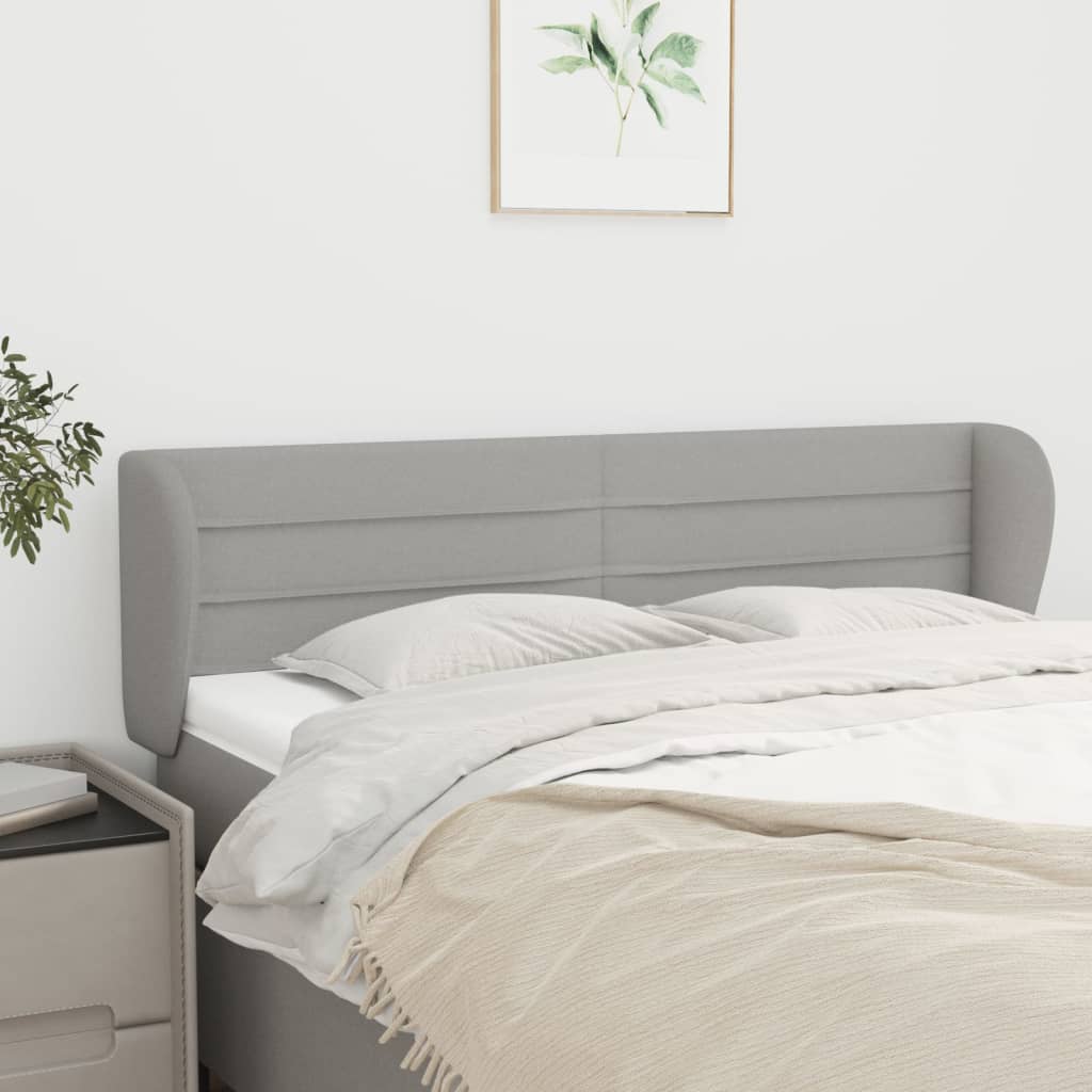 Testiera Ad Orecchio Grigio Chiaro 147x23x78/88 Cm In Tessuto