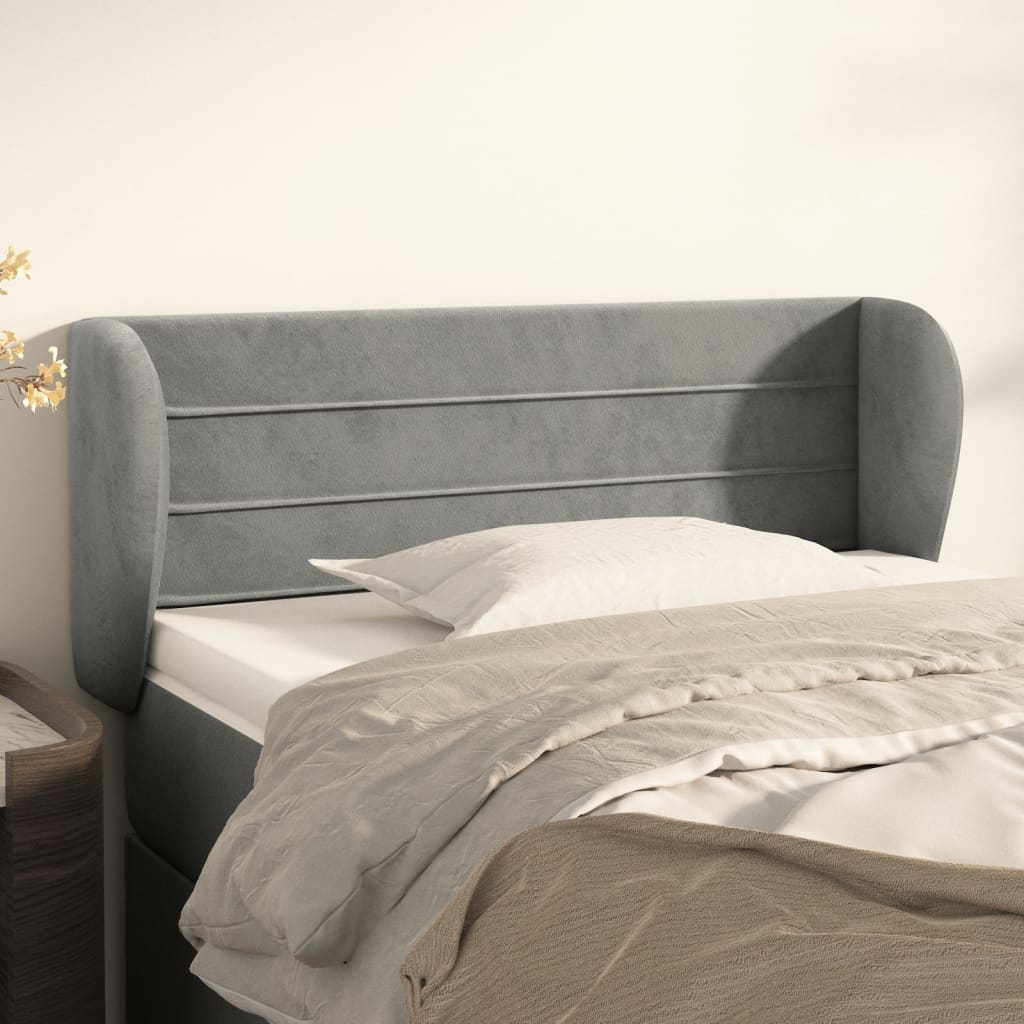 Testiera Ad Orecchio Grigio Chiaro 93x23x78/88 Cm In Velluto