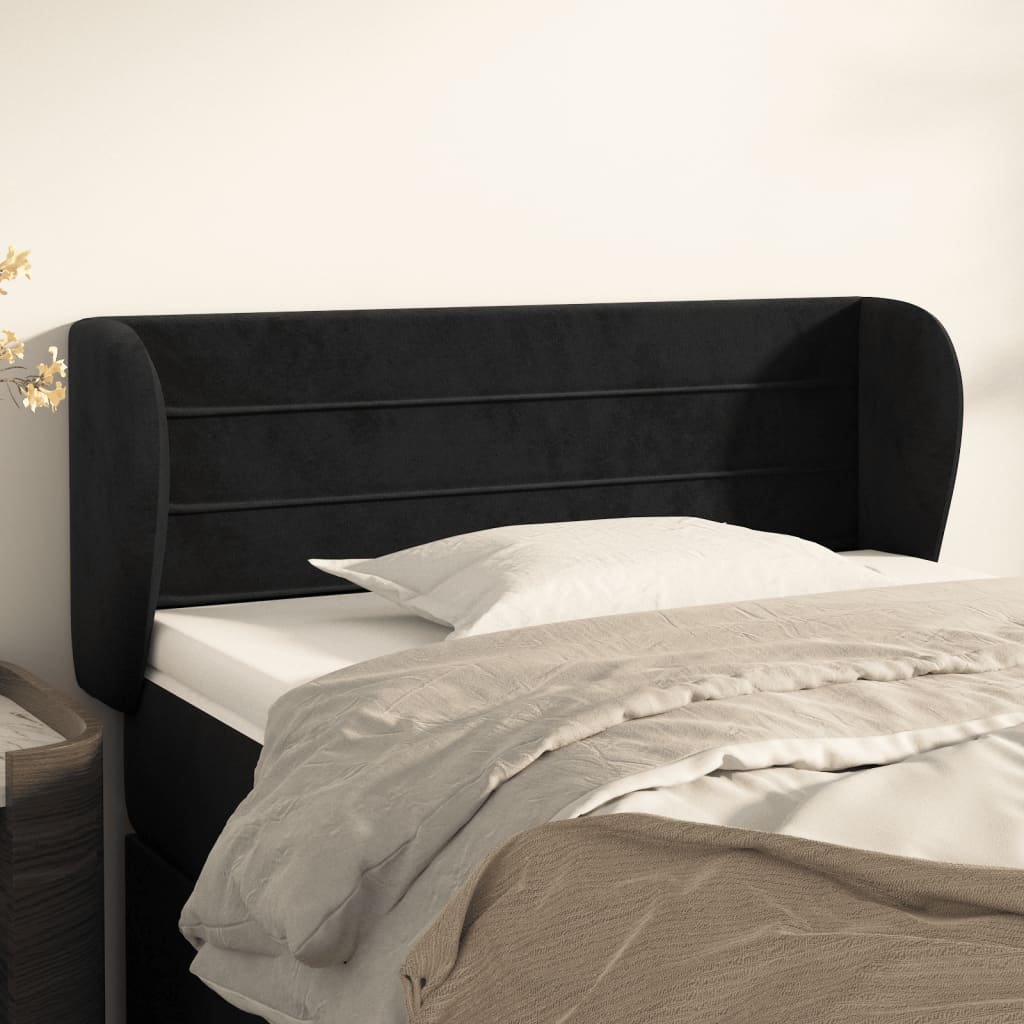 Testiera Ad Orecchio Nera 103x23x78/88 Cm In Velluto