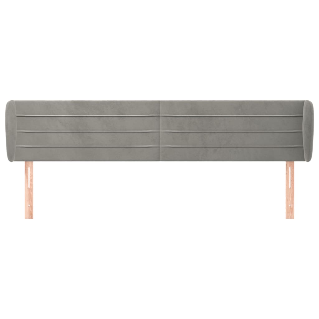 Testiera Ad Orecchio Grigio Chiaro 183x23x78/88 Cm In Velluto - Image 3