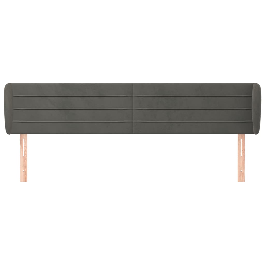 Testiera Ad Orecchio Grigio Scuro 183x23x78/88 Cm In Velluto - Image 3