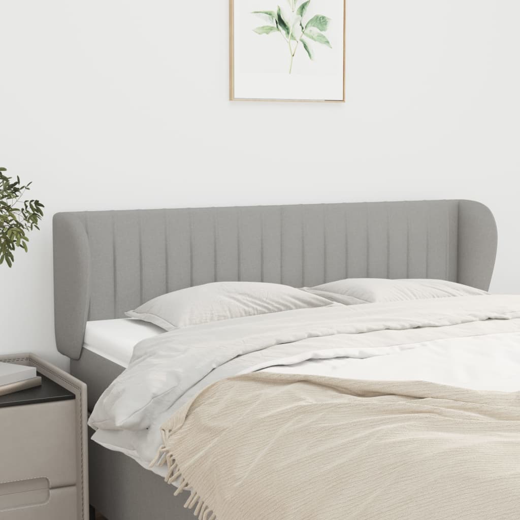 Testiera Ad Orecchio Grigio Chiaro 147x23x78/88 Cm In Tessuto