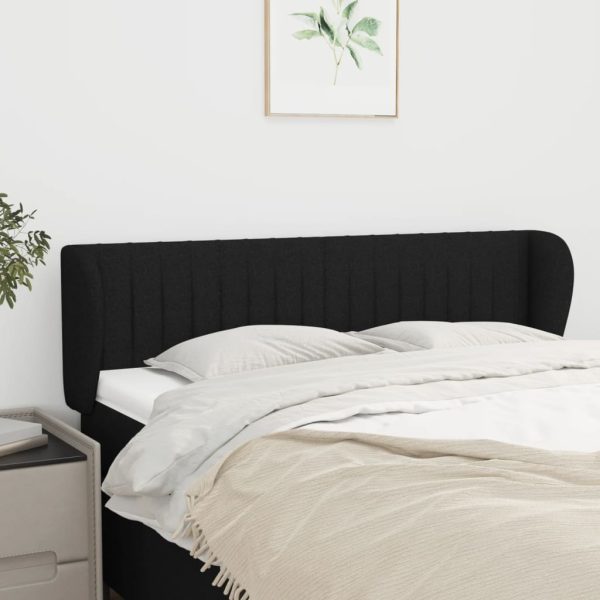 Testiera Ad Orecchio Nera 147x23x78/88 Cm In Tessuto