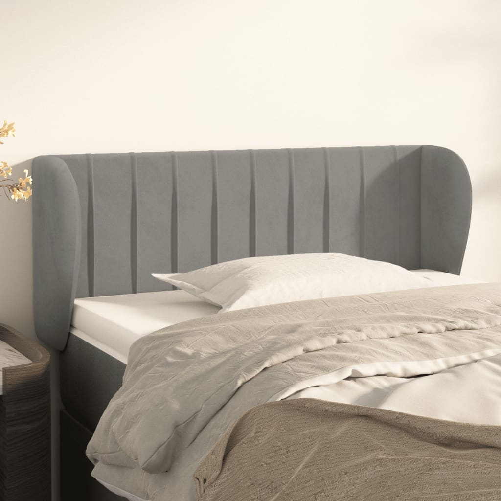 Testiera Ad Orecchio Grigio Chiaro 103x23x78/88 Cm In Velluto