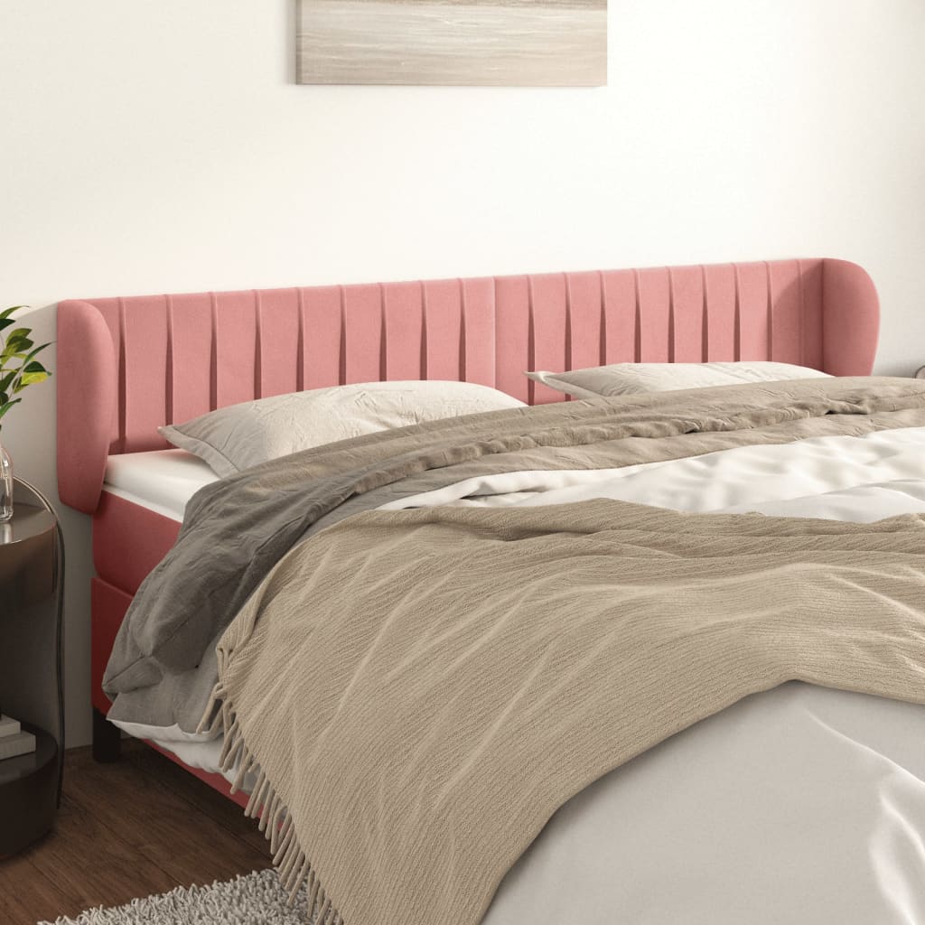 Testiera Ad Orecchio Rosa 183x23x78/88 Cm In Velluto