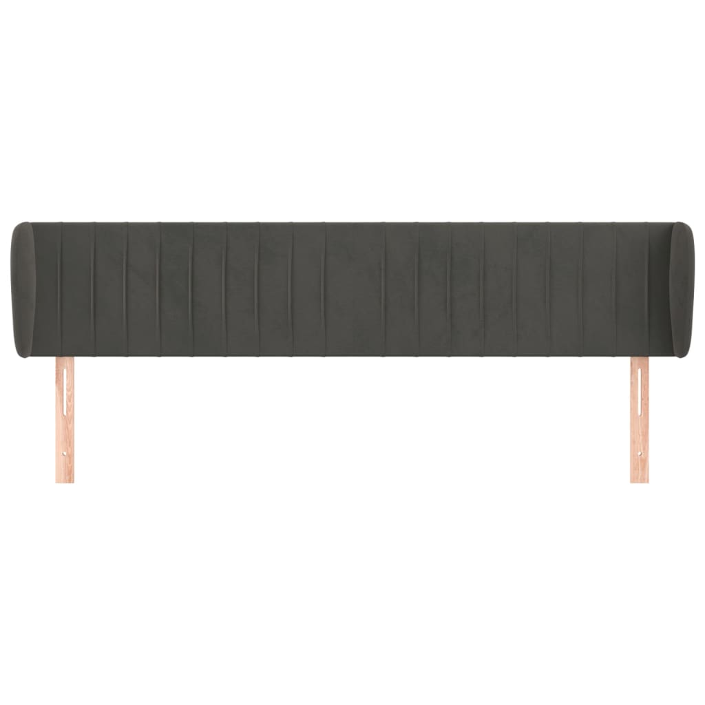 Testiera Ad Orecchio Grigio Scuro 203x23x78/88 Cm In Velluto - Image 3