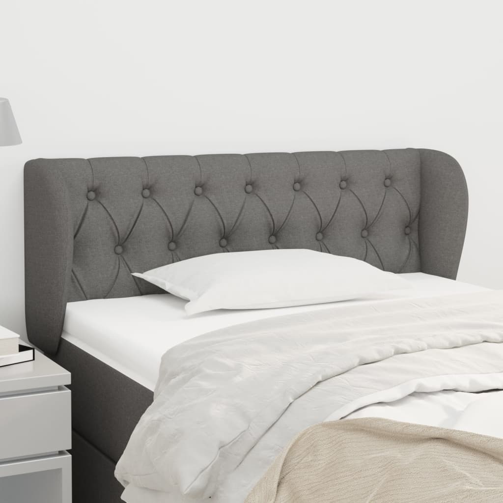 Testiera Ad Orecchio Grigio Scuro 93x23x78/88 Cm In Tessuto