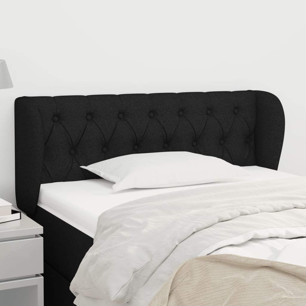 Testiera Ad Orecchio Nera 103x23x78/88 Cm In Tessuto