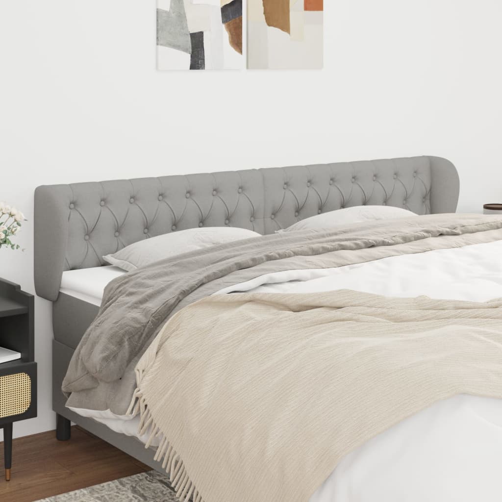 Testiera Ad Orecchio Grigio Chiaro 203x23x78/88 Cm In Tessuto