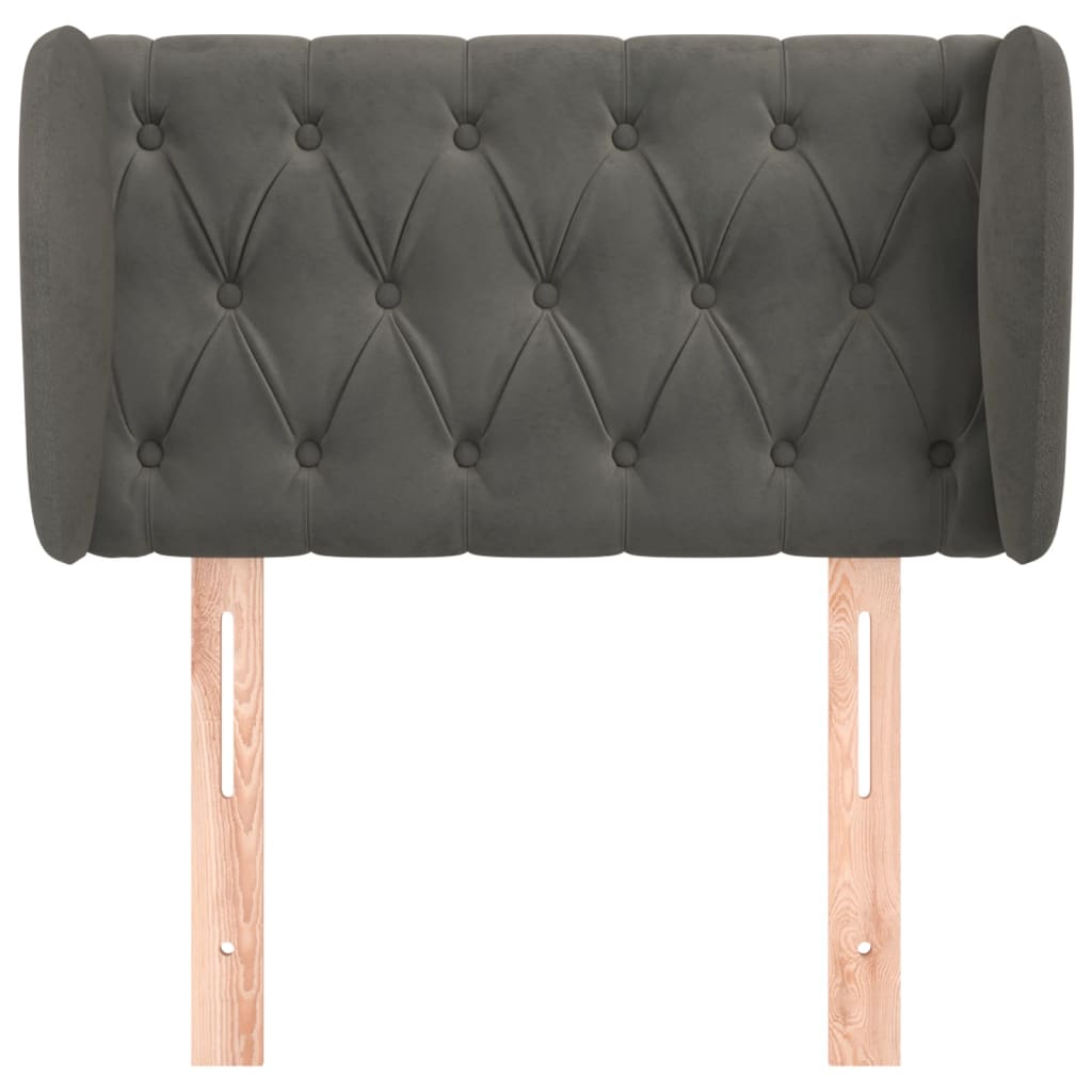 Testiera Ad Orecchio Grigio Scuro 83x23x78/88 Cm In Velluto - Image 3