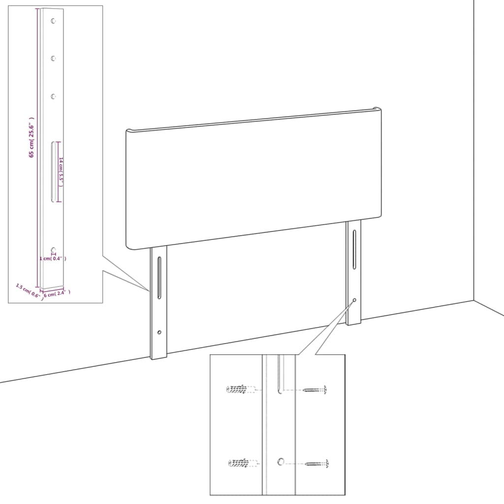 Testiera Ad Orecchio Grigio Scuro 83x23x78/88 Cm In Velluto - Image 6