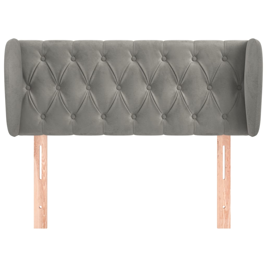 Testiera Ad Orecchio Grigio Chiaro 103x23x78/88 Cm In Velluto - Image 3