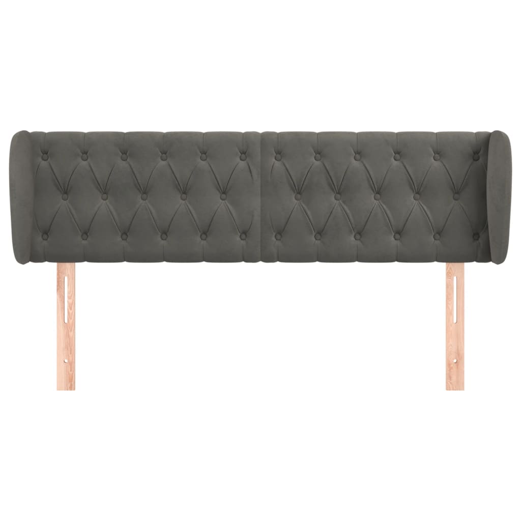 Testiera Ad Orecchio Grigio Scuro 163x23x78/88 Cm In Velluto - Image 3