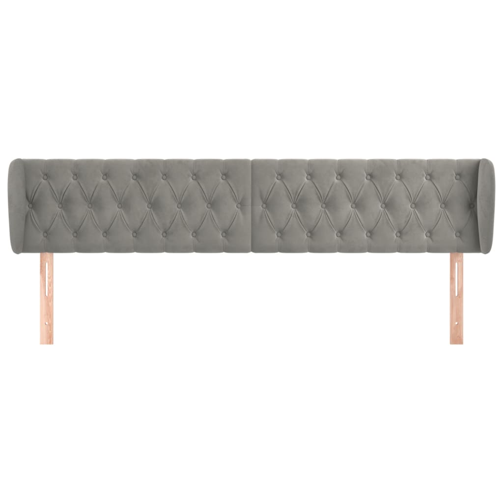 Testiera Ad Orecchio Grigio Chiaro 183x23x78/88 Cm In Velluto - Image 3