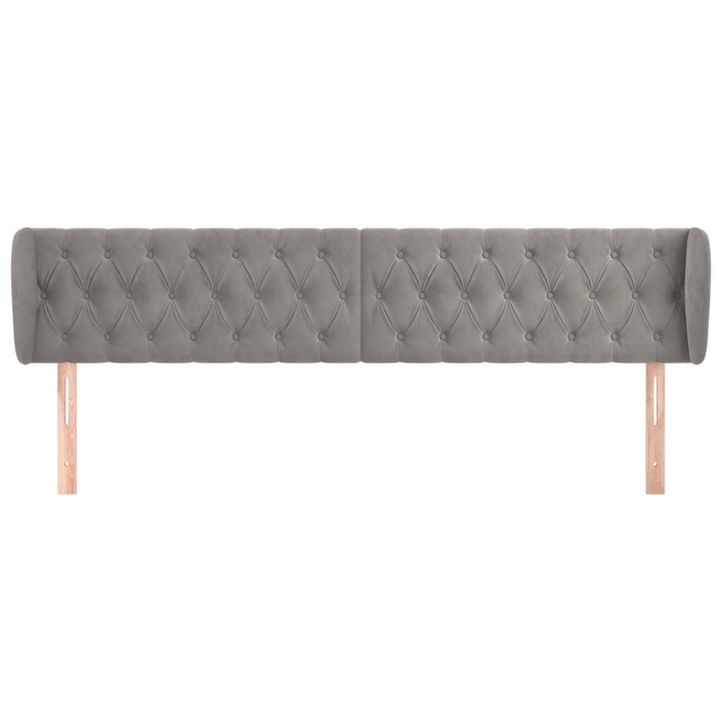Testiera Ad Orecchio Grigio Chiaro 203x23x78/88 Cm In Velluto - Image 3
