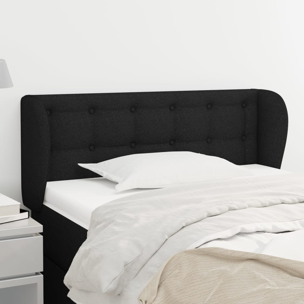 Testiera Ad Orecchio Nera 103x23x78/88 Cm In Tessuto