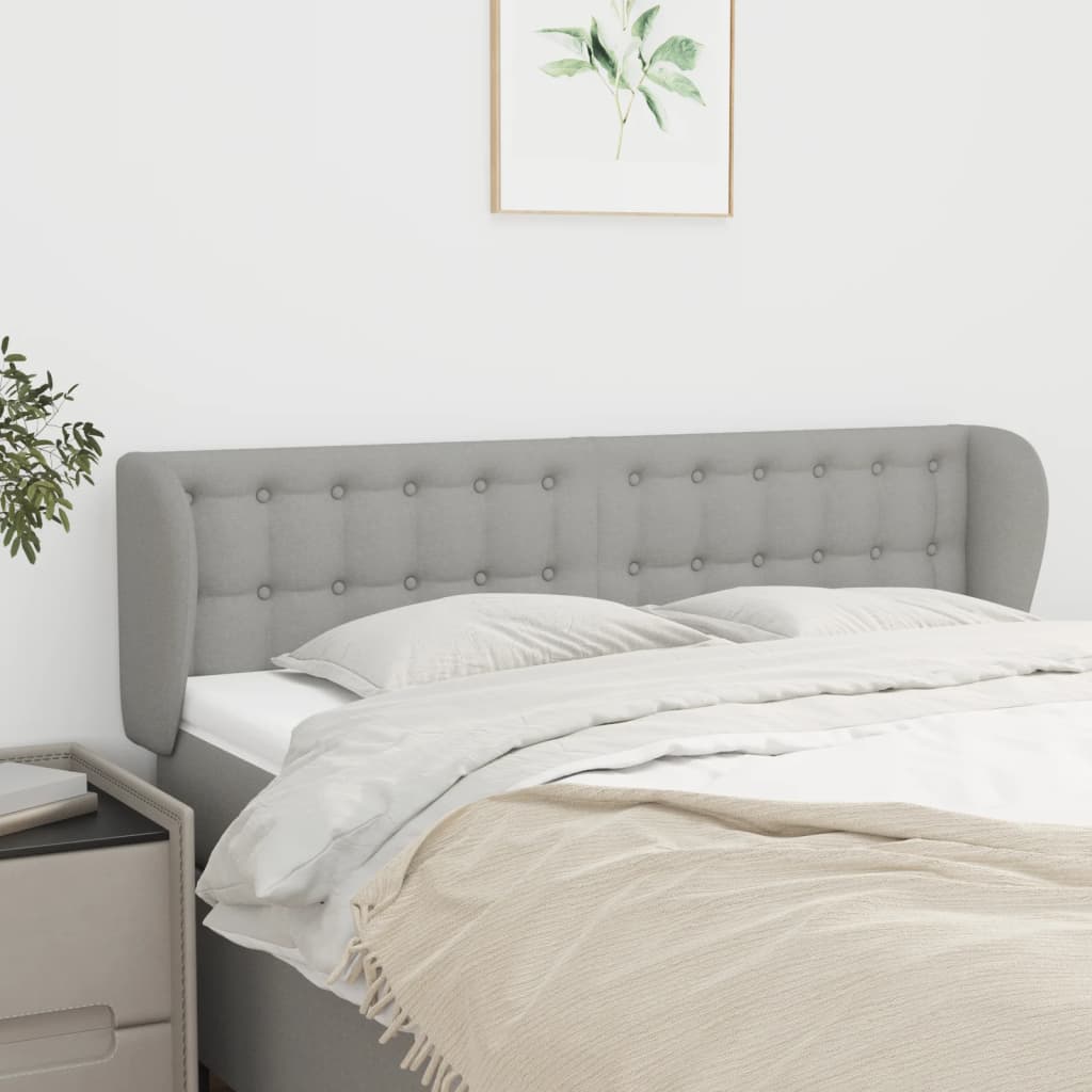 Testiera Ad Orecchio Grigio Chiaro 147x23x78/88 Cm In Tessuto