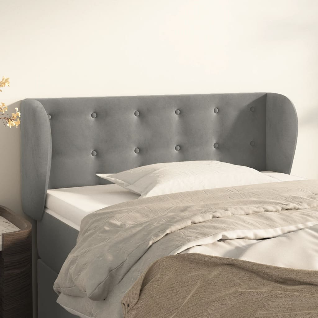 Testiera Ad Orecchio Grigio Chiaro 83x23x78/88 Cm In Velluto