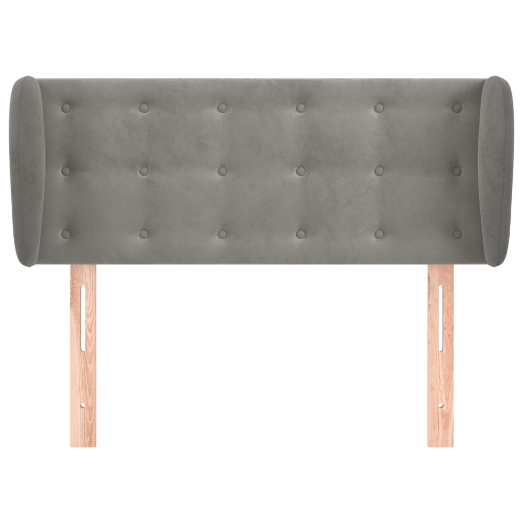 Testiera Ad Orecchio Grigio Chiaro 83x23x78/88 Cm In Velluto - Image 3