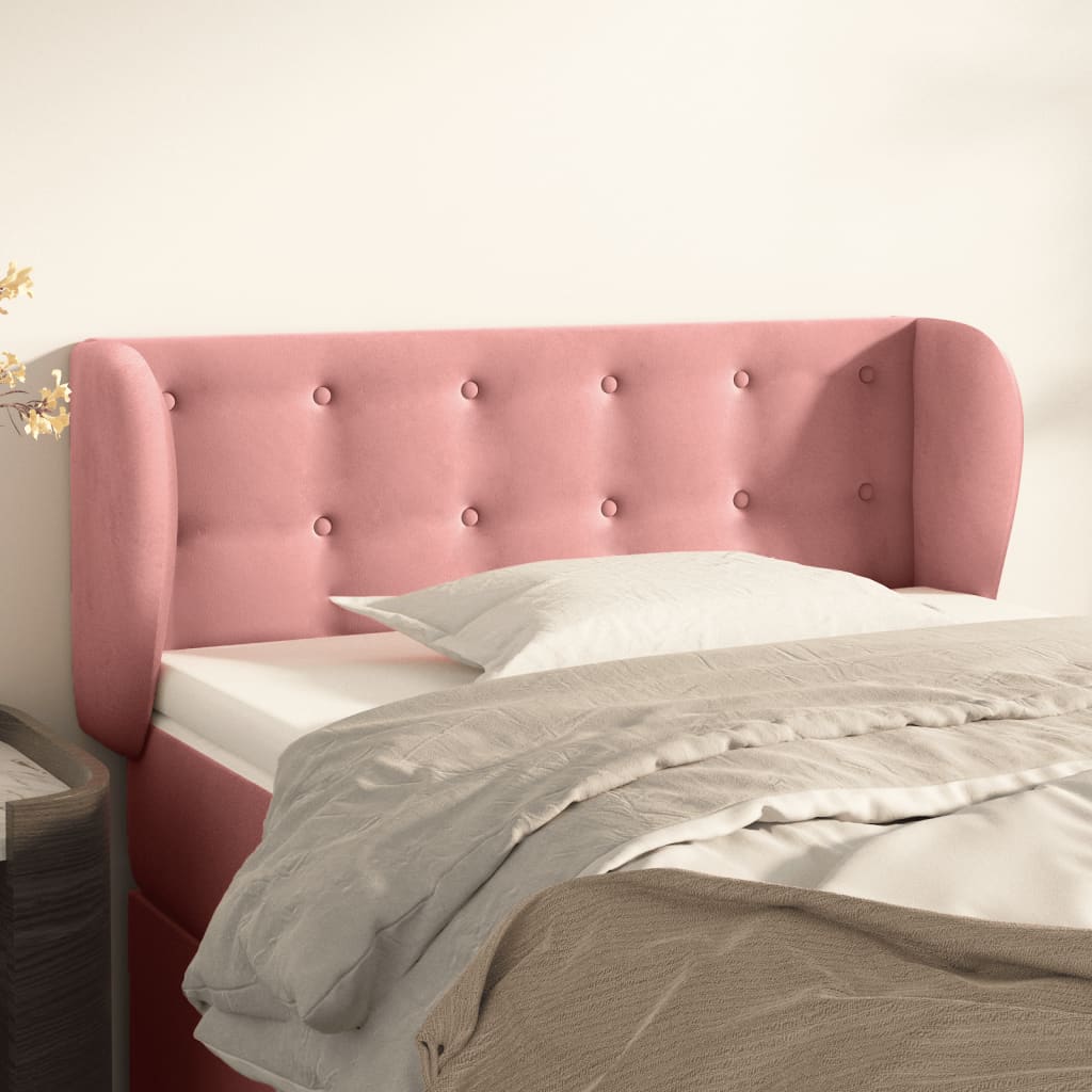 Testiera Ad Orecchio Rosa 83x23x78/88 Cm In Velluto