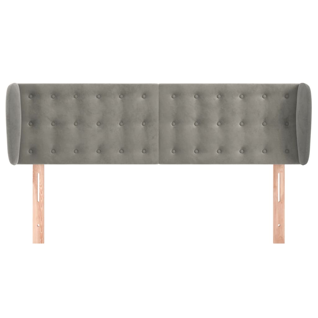 Testiera Ad Orecchio Grigio Chiaro 147x23x78/88 Cm In Velluto - Image 3