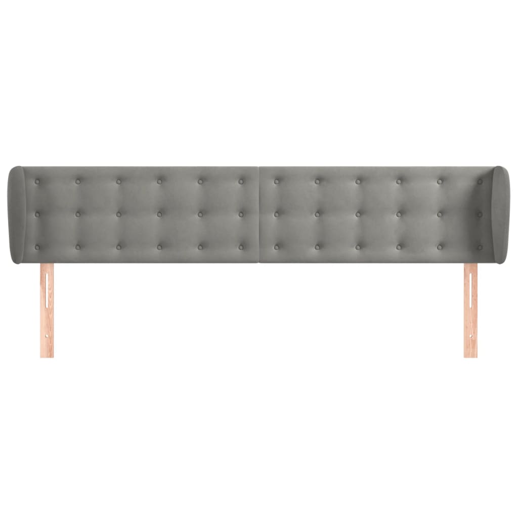 Testiera Ad Orecchio Grigio Chiaro 203x23x78/88 Cm In Velluto - Image 3