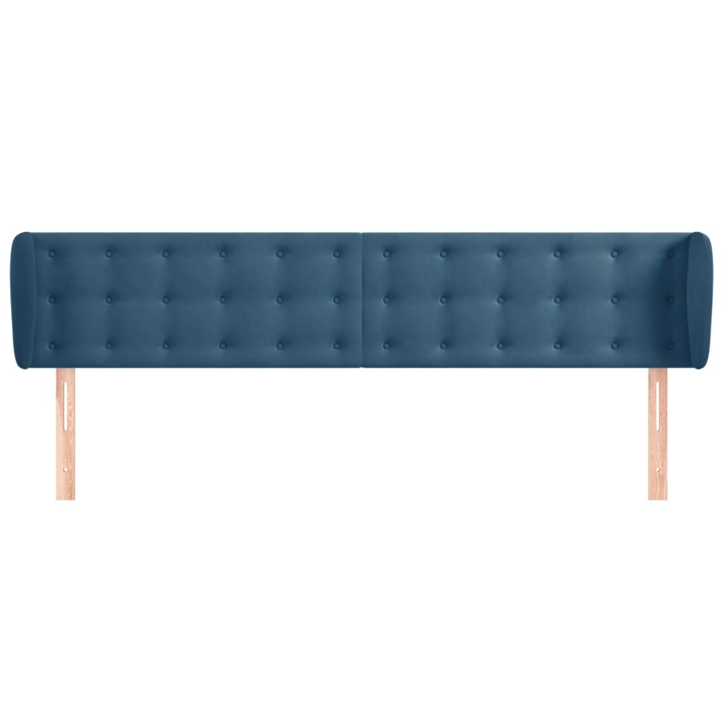 Testiera Ad Orecchio Blu Scuro 203x23x78/88 Cm In Velluto - Image 3