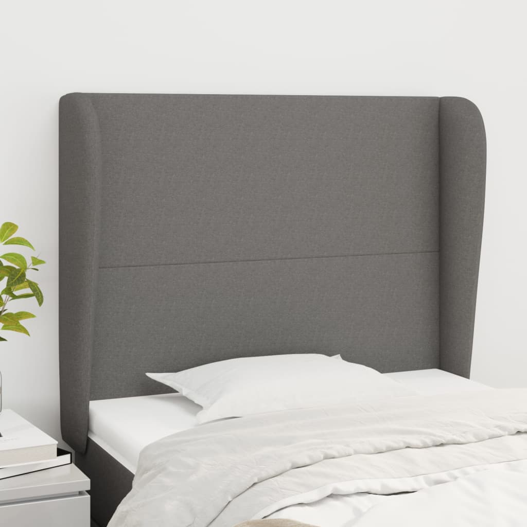 Testiera Ad Orecchio Grigio Scuro 93x23x118/128 Cm In Tessuto