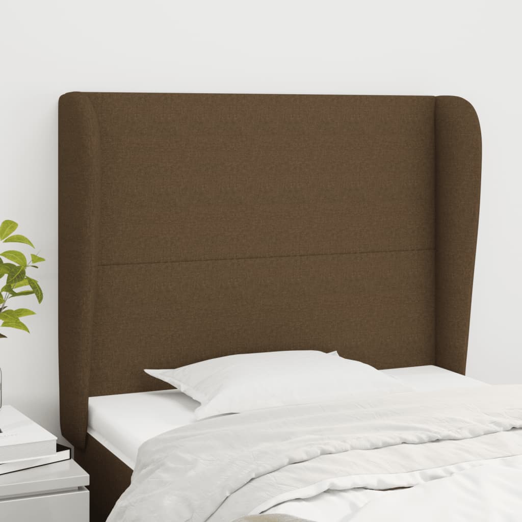 Testiera Ad Orecchio Marrone Scuro 103x23x118/128 Cm In Tessuto