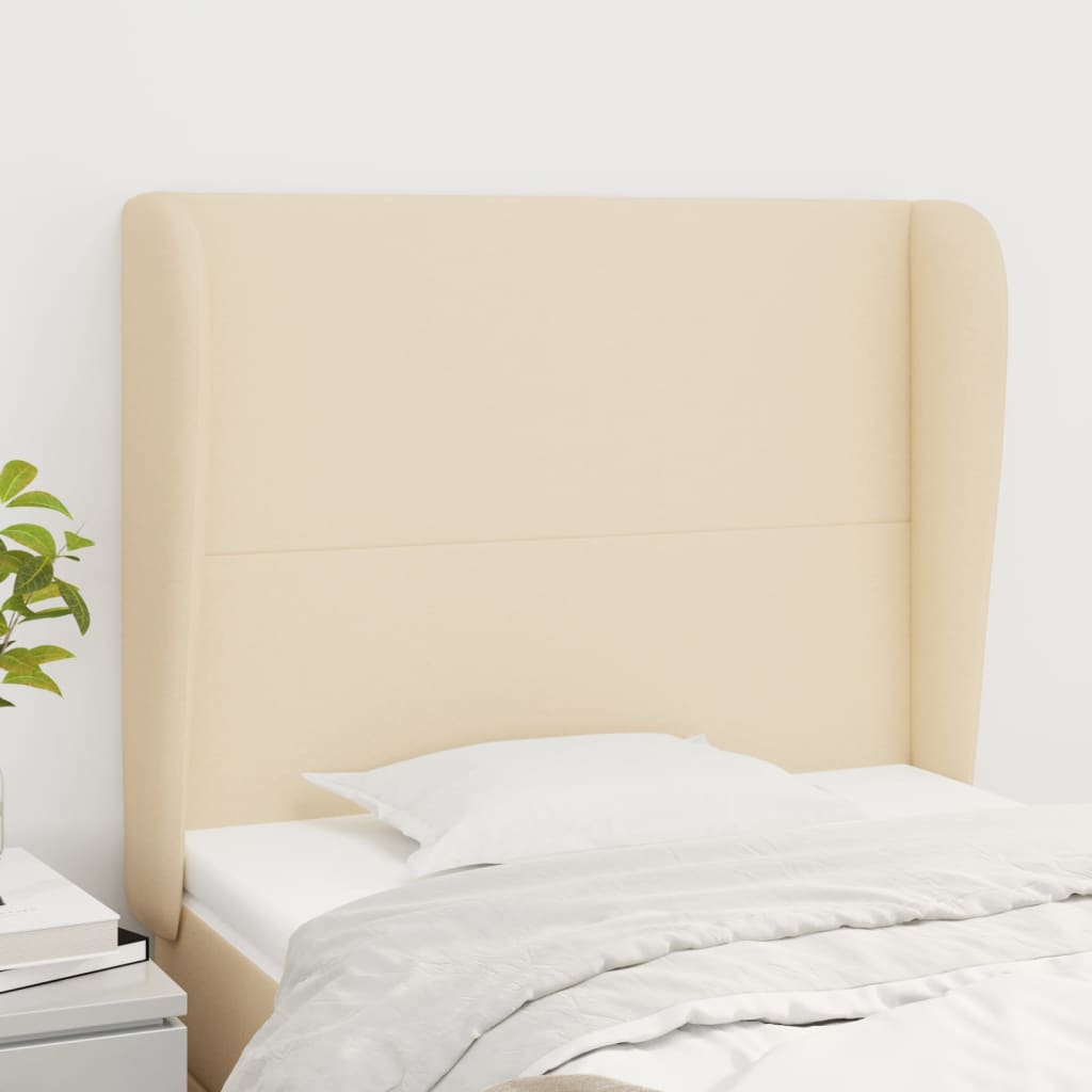 Testiera Ad Orecchio Crema 103x23x118/128 Cm In Tessuto