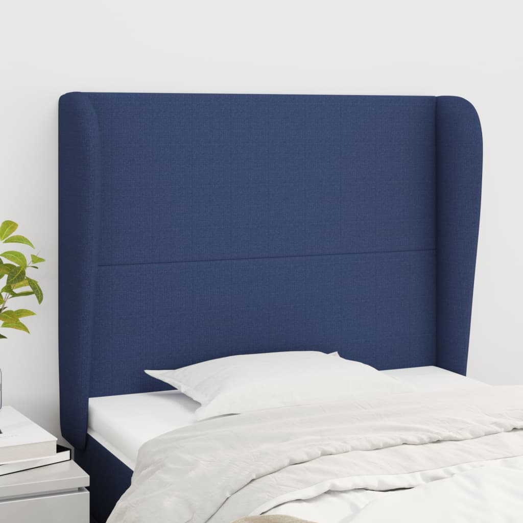 Testiera Ad Orecchio Blu 103x23x118/128 Cm In Tessuto