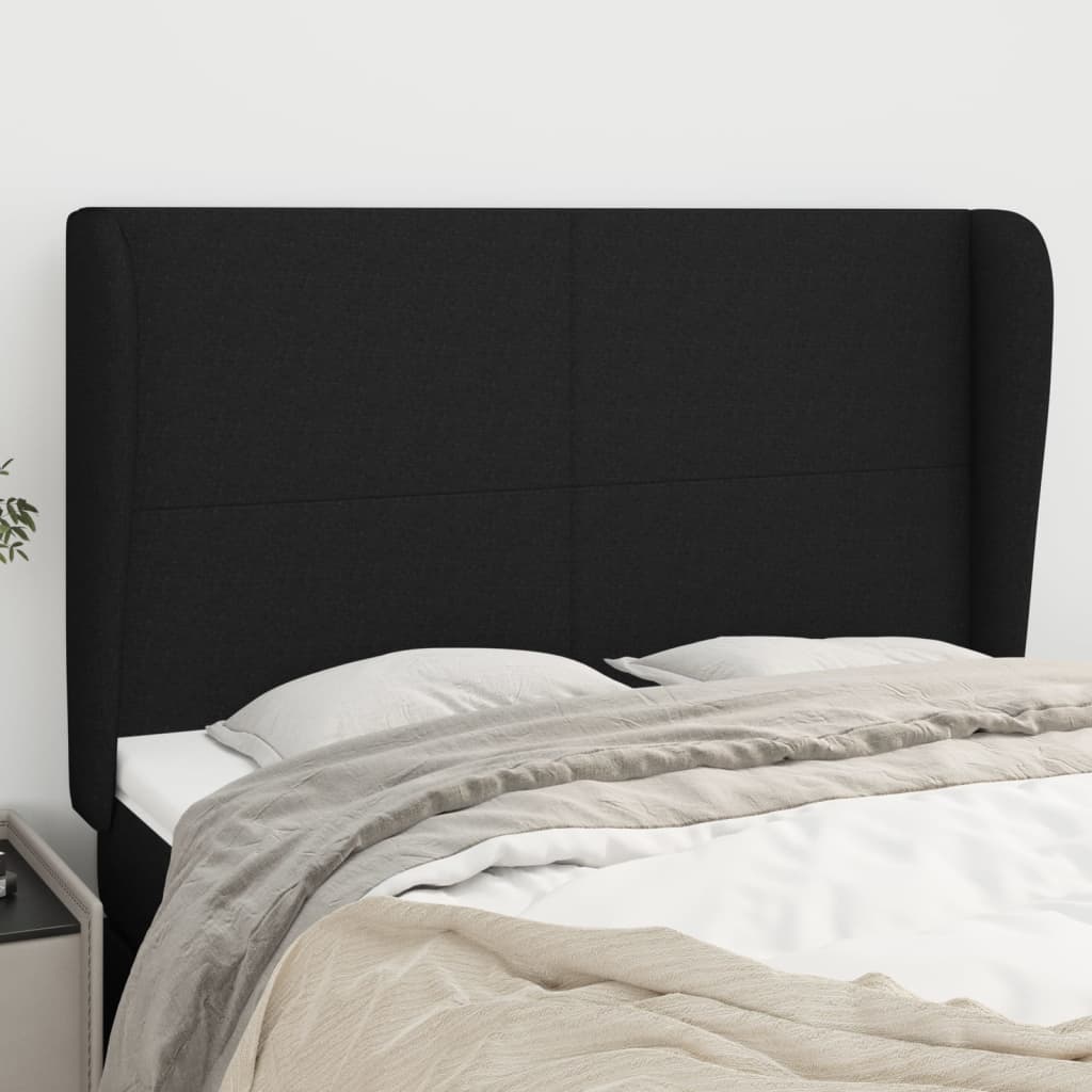 Testiera Ad Orecchio Nera 147 X 23 X 118/128 Cm In Tessuto