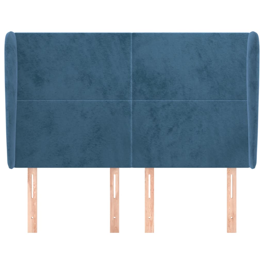 Testiera Ad Orecchio Blu Scuro 147x23x118/128cm In Velluto - Image 3