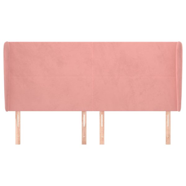 Testiera Ad Orecchio Rosa 203x23x118/128 Cm In Velluto - Image 3