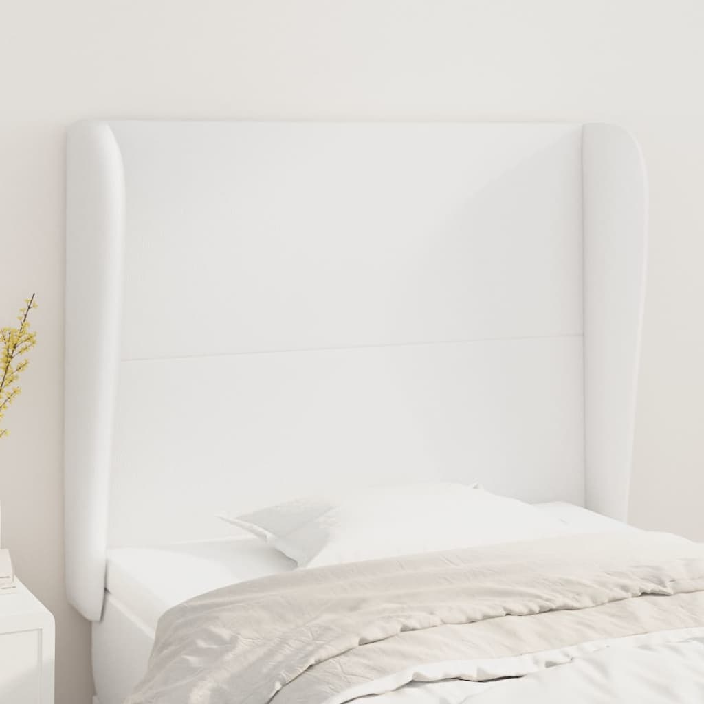 Testiera Ad Orecchio Bianca 103x23x118/128 Cm In Similpelle