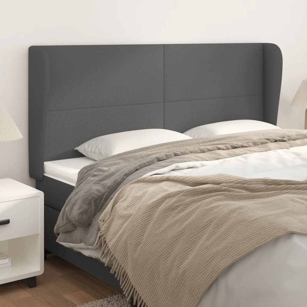 Testiera Ad Orecchio Grigio 183x23x118/128cm In Similpelle