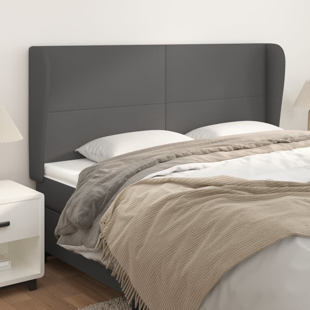 Testiera Ad Orecchio Grigio 203x23x118/128cm In Similpelle