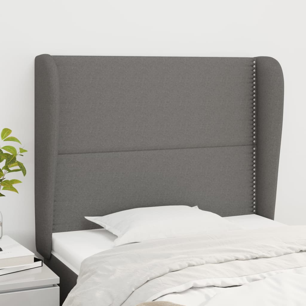 Testiera Ad Orecchio Grigio Scuro 83x23x118/128 Cm In Tessuto