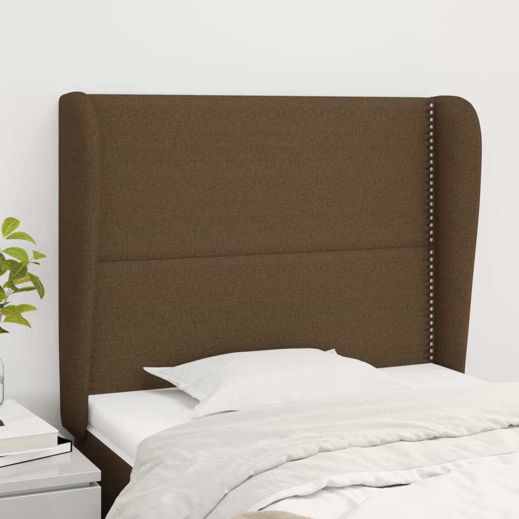 Testiera Ad Orecchio Marrone Scuro 83x23x118/128 Cm In Tessuto