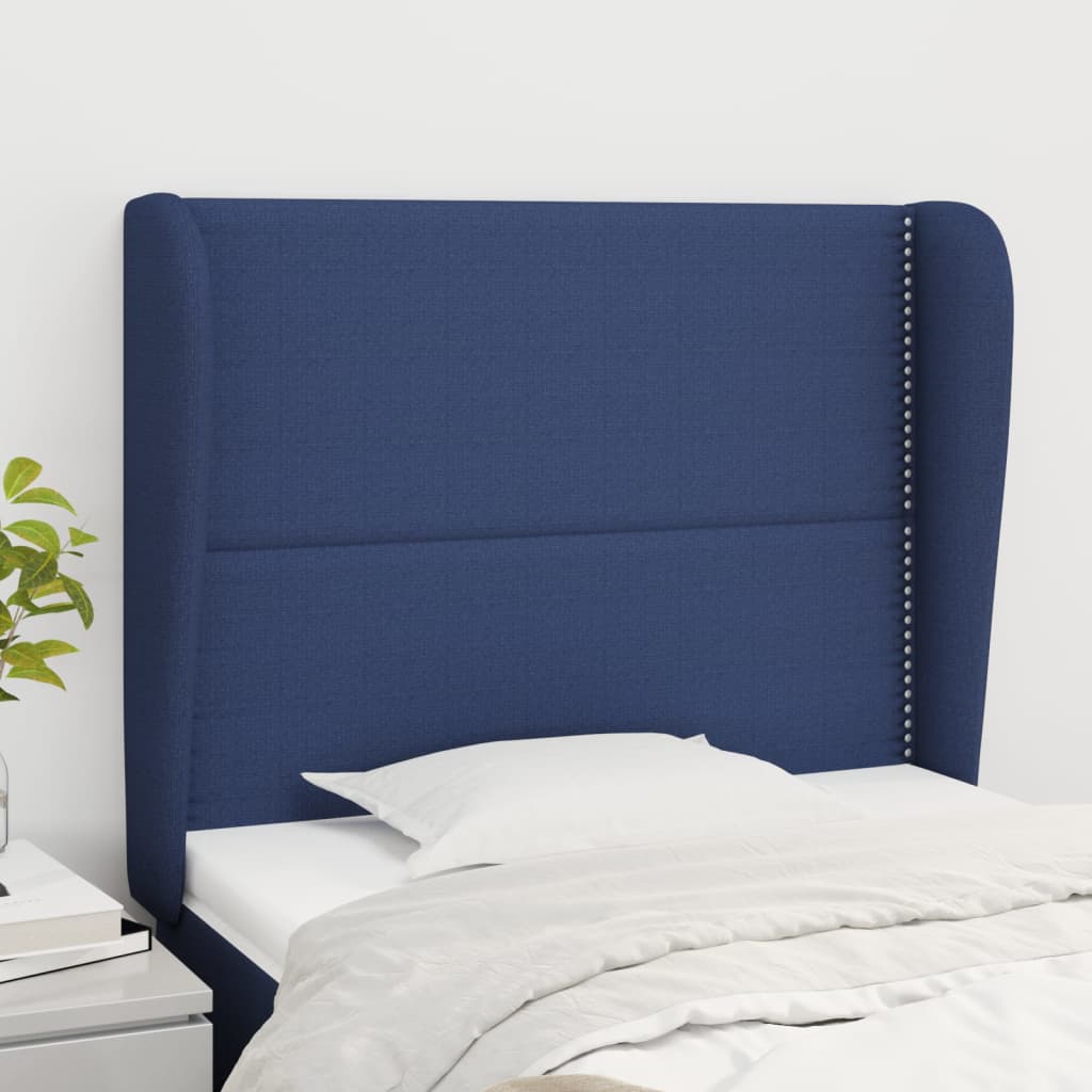 Testiera Ad Orecchio Blu 83x23x118/128 Cm In Tessuto