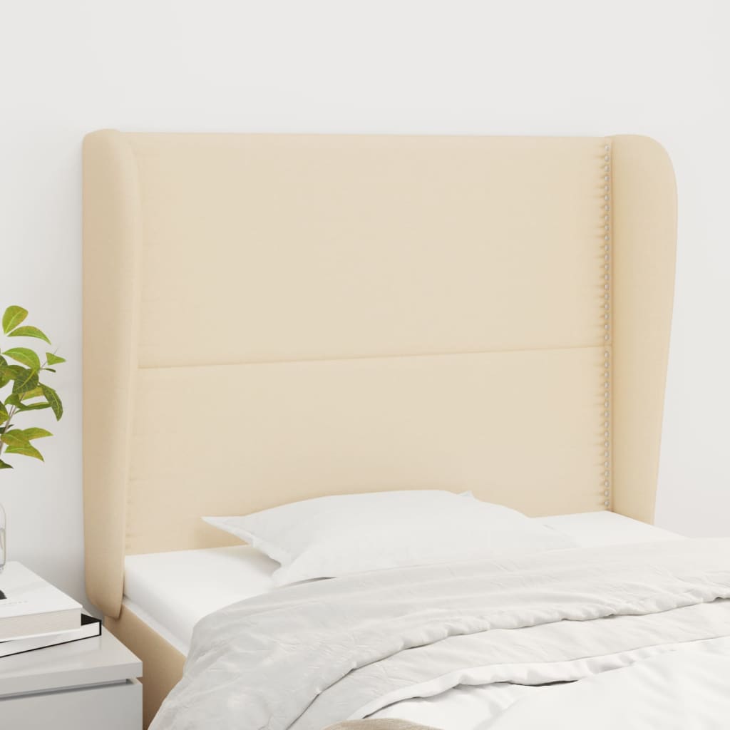 Testiera Ad Orecchio Crema 93x23x118/128 Cm In Tessuto